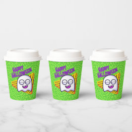 Vasos De Papel Tazas de Halloween de Fantasma Espeluznante - verd