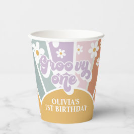 Vasos De Papel Tazas de papel arcoíris de sol retro genial