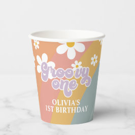 Vasos De Papel Tazas de papel arcoíris retro Groovy One