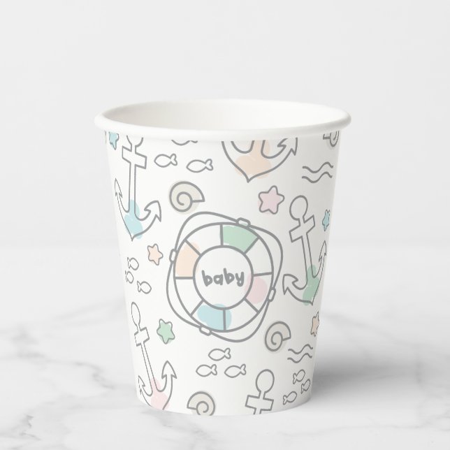 Vasos De Papel Tazas de papel Baby Ahoy (Anverso)