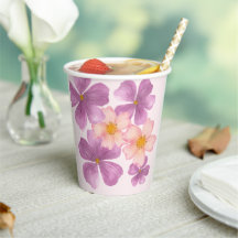 tazas de papel con flores de acuarela