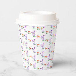 Vasos De Papel Tazas de papel con hongos dibujados a mano
