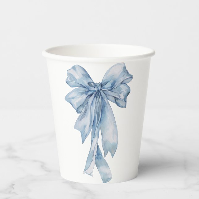 Vasos De Papel Tazas de papel de lazo azul acuarela (Anverso)