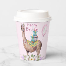 Tazas de papel de llama adorables acuarela
