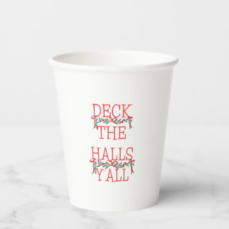 Vasos De Papel Tazas de papel de Navidad Deck the Halls Y'all