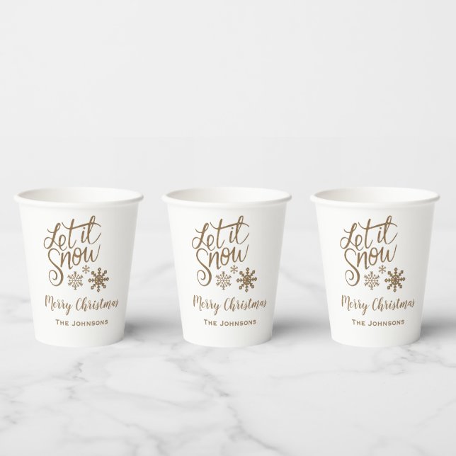 Vasos De Papel Tazas de papel de Navidad personalizadas Let it Sn (Multi)