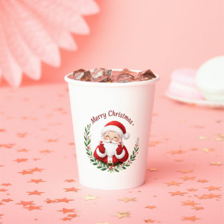 Vasos De Papel Tazas de papel de Santa navideño adorable – Envián