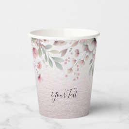 Vasos De Papel Tazas de papel floral blancas y rosadas modernas