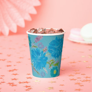 Vasos De Papel Tazas de papel floral Campanillas azules florecien