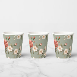 Vasos De Papel Tazas de Papel Floral LoveBird