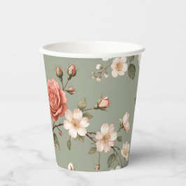 Vasos De Papel Tazas de Papel Floral LoveBird