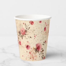 Vasos De Papel Tazas de papel floral rosa vintage