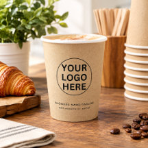 Tazas de papel Kraft Rustic l  Logotipo y texto de