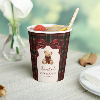 Vasos De Papel Tazas de papel para baby shower del oso de peluche