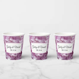 Vasos De Papel Tazas de papel para boda con Hortensias de color r