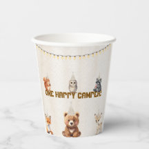 Tazas de papel para cumpleaños de One Happy Camper