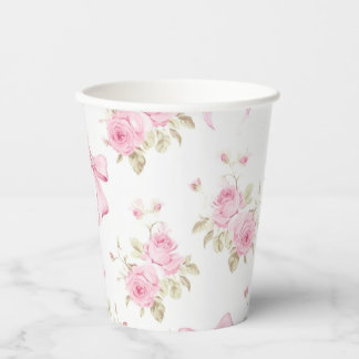 Vasos De Papel Tazas de papel para fiesta de jardín con rosas ros
