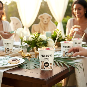 Vasos De Papel Tazas "Oh Boy" para Baby Shower de adorables anima