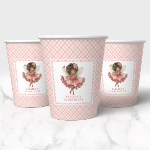 Vasos De Papel Tazas para cumpleaños 7 Whimsy Cute Blush Fairy Fl