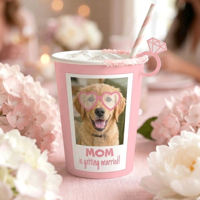 Vasos De Papel Tazas para Soltera Cara de Perro Divertidas Lindas (Funny Cute Dog Photo Bridal Party Decor - Paper Cup)