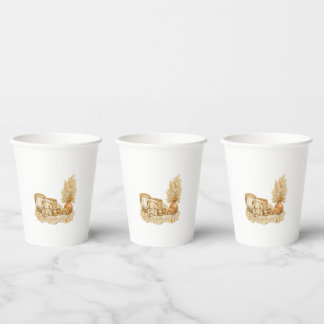 Vasos De Papel Tazas simples de acuarela boho para baby shower