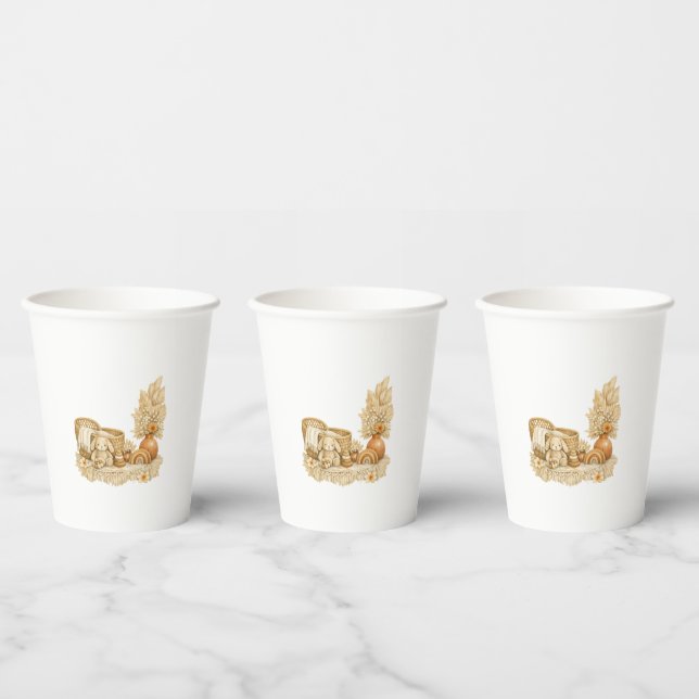 Vasos De Papel Tazas simples de acuarela boho para baby shower (Multi)