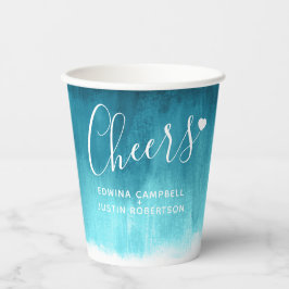 Vasos De Papel tazas verde azuladas de papel boda abstracto azul 