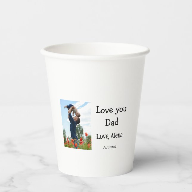 Vasos De Papel Te amo el día de papá padre elegante agregar texto (Anverso)
