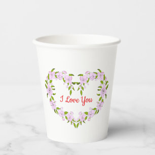 Vasos De Papel Te amo flores lindas
