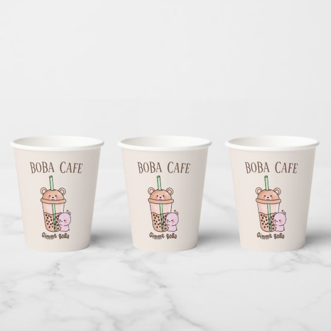 Vasos De Papel Té Boba , Té de leche de burbuja (Multi)