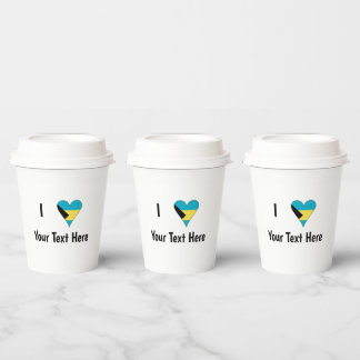 Vasos De Papel Te (Corazón de Bandera de Bahamas Amor) Tu Texto