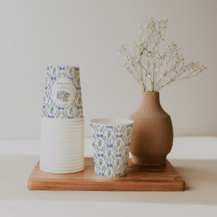 Vasos De Papel Té de Despedida de Soltera Coqueta Floral Azul