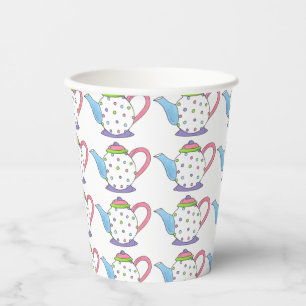 Vasos De Papel Té de la Tetera de Lunares Fiesta de Té Bridal Sho