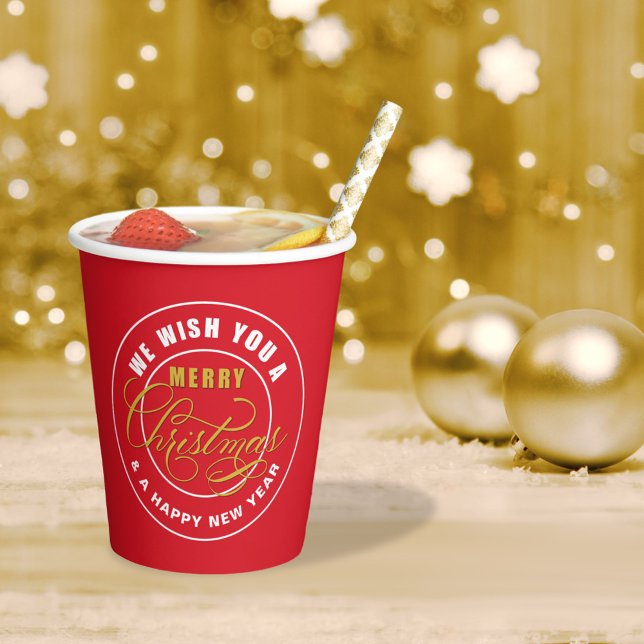 Vasos De Papel Te deseamos una Feliz Navidad Rojo (Subido por el creador)
