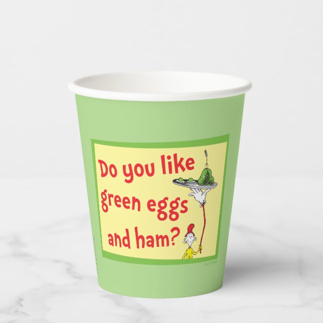 Vasos De Papel ¿Te gustan los huevos verdes con jamón? (Anverso)