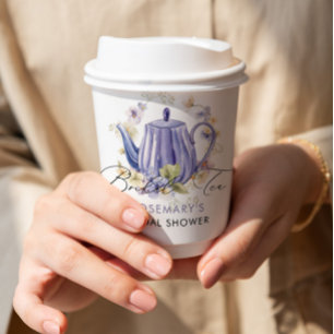 Vasos De Papel Té Nupcial Tetera Morada Té de Boda