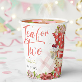 Vasos De Papel Té para dos, cumpleaños con flores de té