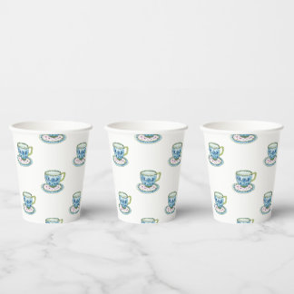 Vasos De Papel Té para dos gemelos Baby Shower
