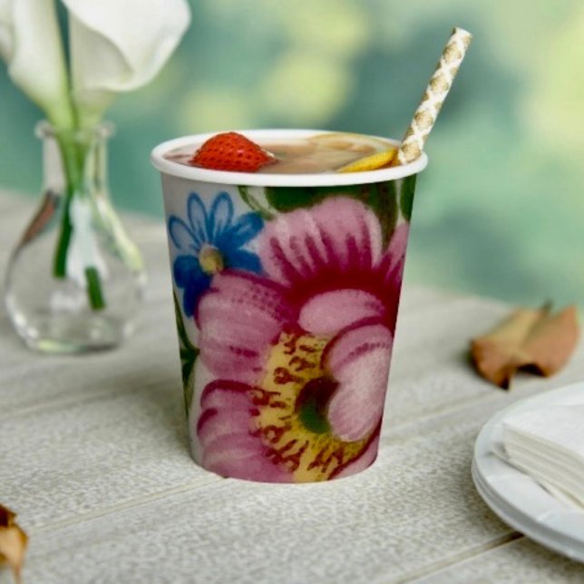Vasos De Papel Tea Cup Floral Bouquet Paper taza (Subido por el creador)