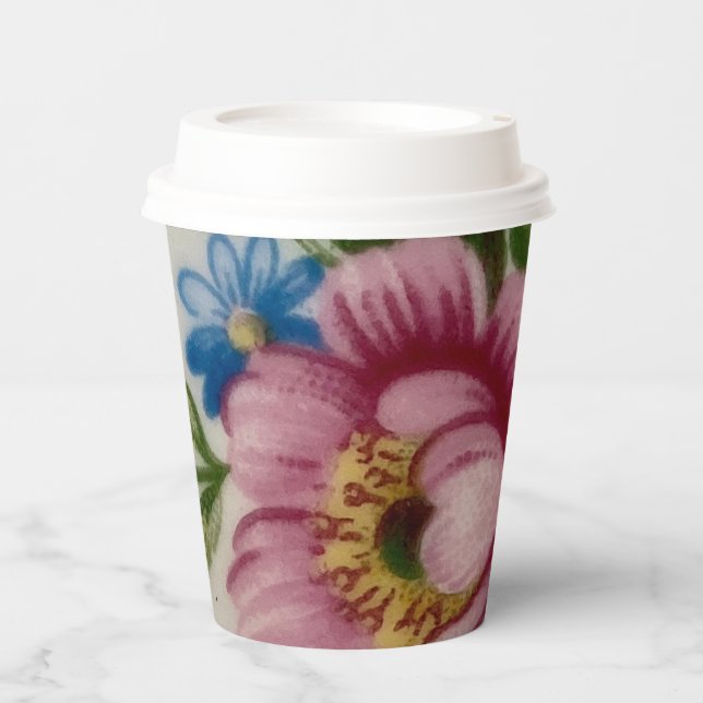 Vasos De Papel Tea Cup Floral Bouquet Paper taza (Anverso)