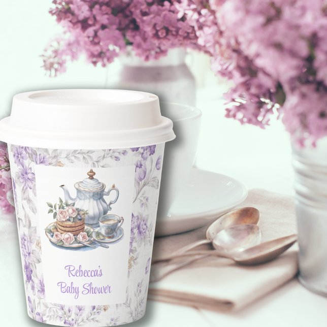 Vasos De Papel Tea Fiesta Lavender Garden Floral Baby Shower (Subido por el creador)