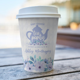 Vasos De Papel Tea Fiesta Purple Watercolor Baby Shower