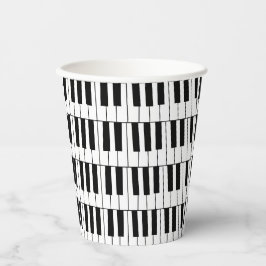 Vasos De Papel Teclas de piano negras y blancas Pianista Músico F