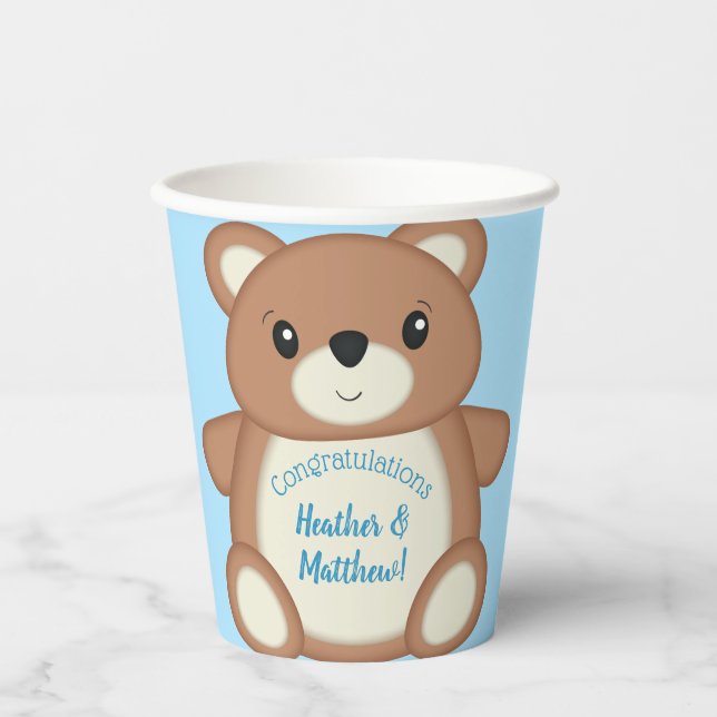 Vasos De Papel Teddy Bear Baby Shower (Anverso)