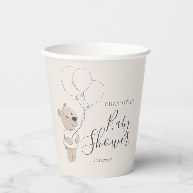 Vasos De Papel Teddy Bear Baby Shower (Anverso)