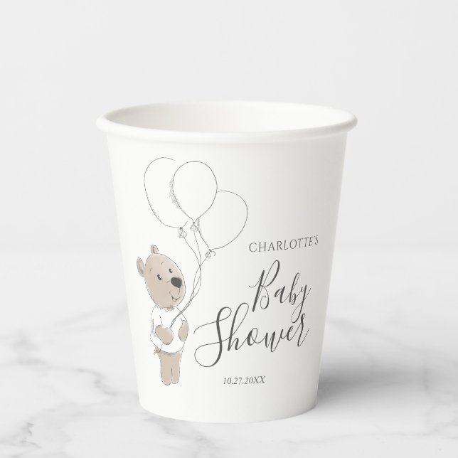 Vasos De Papel Teddy Bear Baby Shower (Anverso)