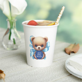Vasos De Papel Teddy Bear Blue Baby Shower