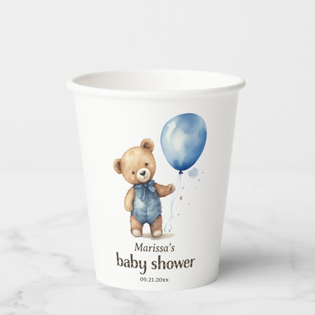 Vasos De Papel Teddy Bear Boy Baby Shower Paper cup (Anverso)