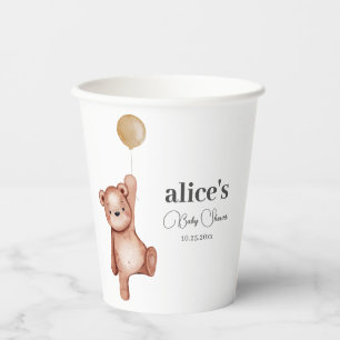 Vasos De Papel Teddy Bear Género Neutral Cups de papel Baby Showe