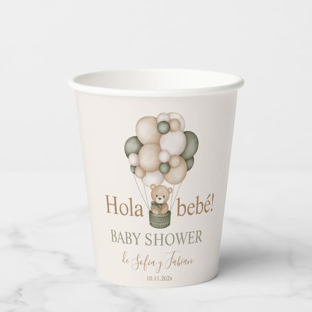 Vasos De Papel Teddy Bear Niño Baby Shower (Reverso )
